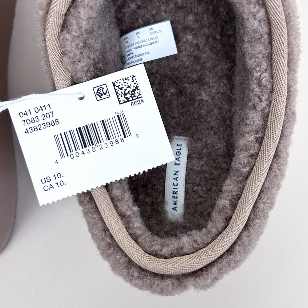 American Eagle SIZE 10 Brown Fluffy Sherpa Scuff Cushioned Slip-On Slides NWT - Picture 5 of 9
